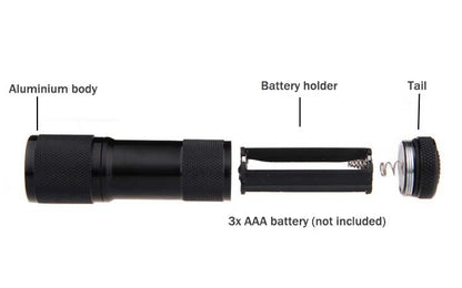 9 LEDs 395NM Mini UV Flashlight Fluorescent Agent Detection Pen Security Light