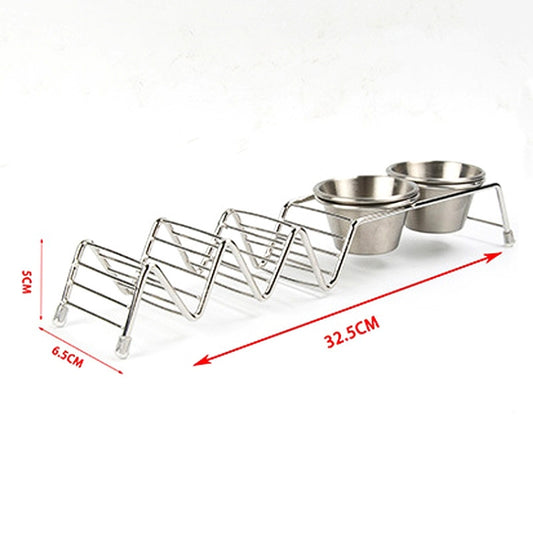 Taco Rack Stainless Steel 304 Taco Rack Taco Pancake Stand, Single Head Double Cup, Single Cup At Both Ends