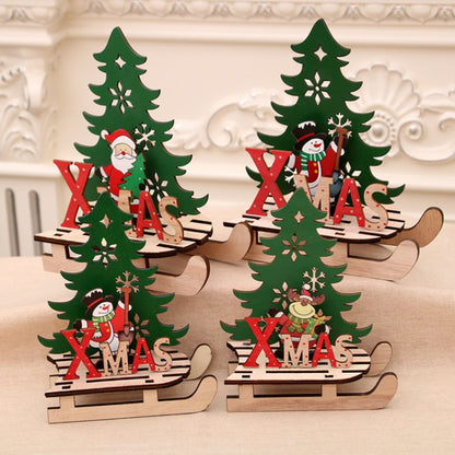 Christmas Decorations Christmas Painted Wooden Assembly DIY Sleigh Car Decoration Jigsaw Puzzle Gift, Large