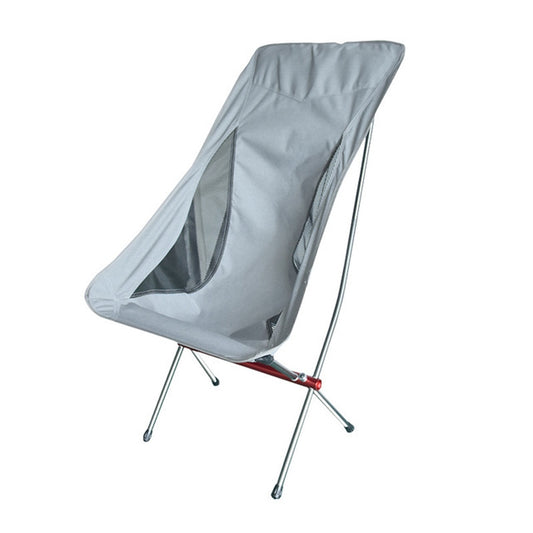 Outdoor Portable Folding Chair Ultralight Aluminum Alloy Moon Camping Beach Chair, Rice Gray Surface-Red Background, Black Surface-Red Background, Black Surface-Blue Background