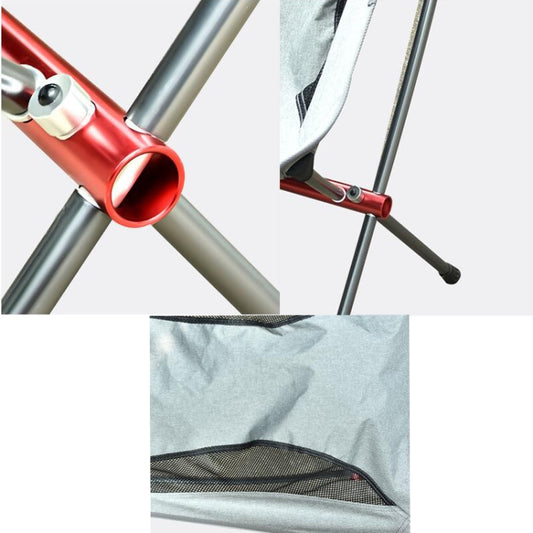 Outdoor Portable Folding Chair Ultralight Aluminum Alloy Moon Camping Beach Chair, Rice Gray Surface-Red Background, Black Surface-Red Background, Black Surface-Blue Background