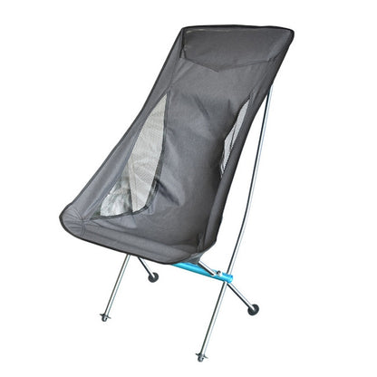 Outdoor Portable Folding Chair Ultralight Aluminum Alloy Moon Camping Beach Chair, Rice Gray Surface-Red Background, Black Surface-Red Background, Black Surface-Blue Background