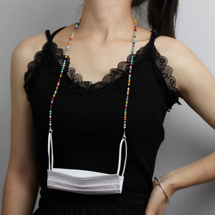 Mask Lanyard Handmade Crystal Bead Chain Anti-Drop Hanging Glasses Chain, Colorful, Black, Red, White