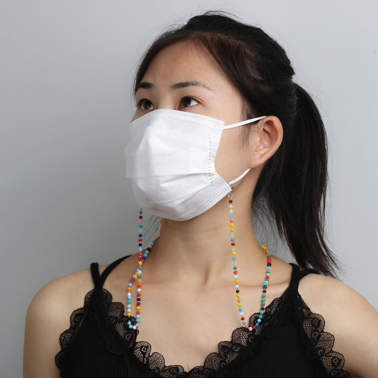 Mask Lanyard Handmade Crystal Bead Chain Anti-Drop Hanging Glasses Chain, Colorful, Black, Red, White