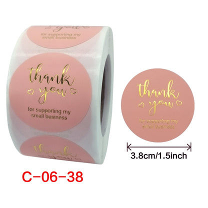 Roll Pink Hot Stamping Thank You Sticker Self-Adhesive Film Sticker  Envelope/Holiday Gift Decoration, C-06-38, C-07-38, C-08-38, C-09-38