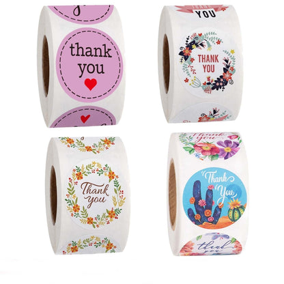 Roll Seal Sticker Thank You Sticker Flower Decoration Sticker Label, A-56, A-57, A-58, A-59