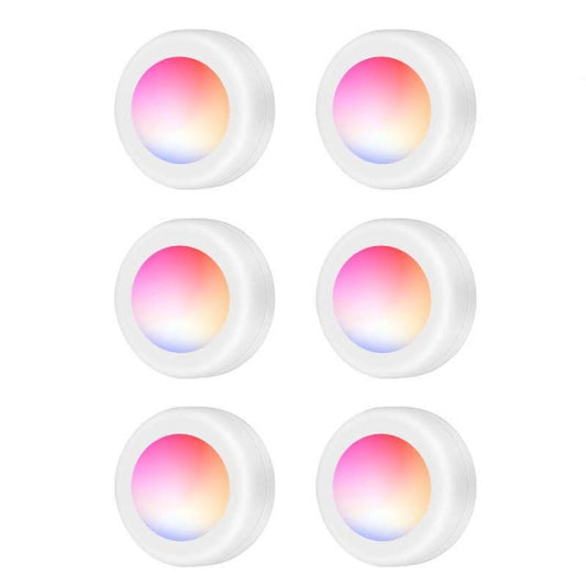 6 PCS / Set 16 Color RGB LED Night Light Strobe Atmosphere Pat Light Remote Control Cabinet Light with 2 Remote Control