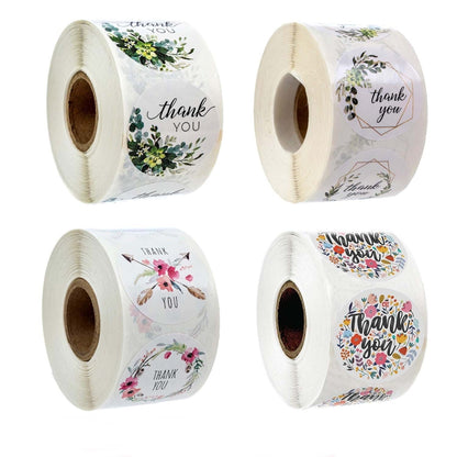 Roll Flower Thank You Sticker Birthday Party Wedding Decoration, A-13, A-14, A-15, A-16