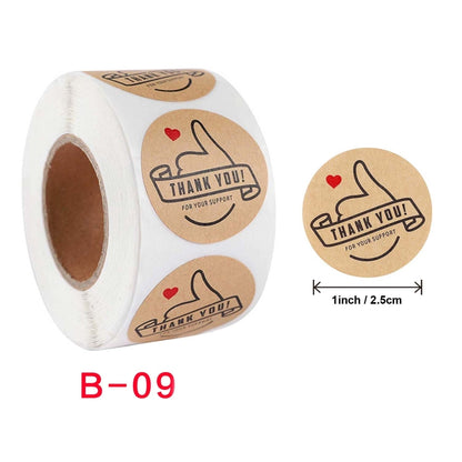 Kraft Paper Roll Sticker Thank You Sticker Label Red Love Envelope Decoration, B-09, B-10, B-11, B-12