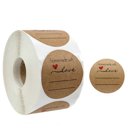 Kraft Paper Sealing Stickers Handmade Baking Labels Holiday Gift Packaging Decoration, B-05, B-06, B-07, B-08