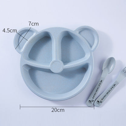 3 PCS/Set Baby Bowl+Spoon+Fork Feeding Food Tableware Cartoon Bear Kids Dishes Eating Dinnerware