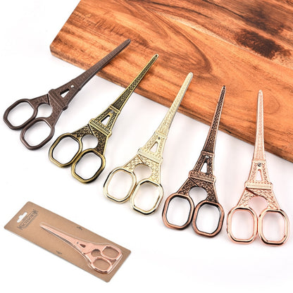 Stainless Steel Eiffel Tower Scissors Handmade Thread Tea Bag Scissors, Green Bronze, Black Titanium, Rose Gold, Golden, Red Bronze