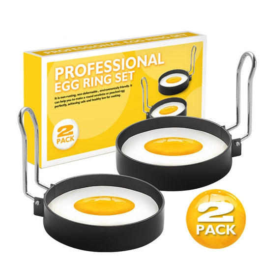 2-Pack Egg Ring Iron Spray Non-Stick Round Omelette Model Omelette Mold with Brush, 2-Pack, 4-Pack