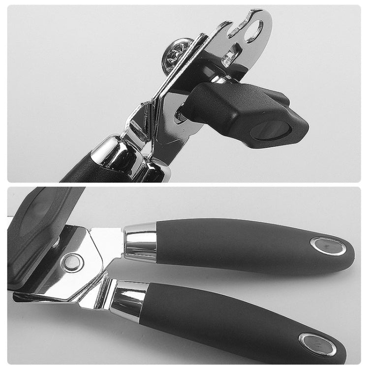 Manual Stainless Steel Multi-Function Powerful Can Knife Can Opener Kitchen Can Opener Tool, Black + Silver