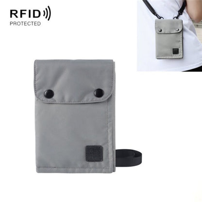 Antimagnetic RFID Hanging Neck Nylon Passport Bag Waterproof Storage Change Mobile Phone Bag, Black, Gray, Orange, Green