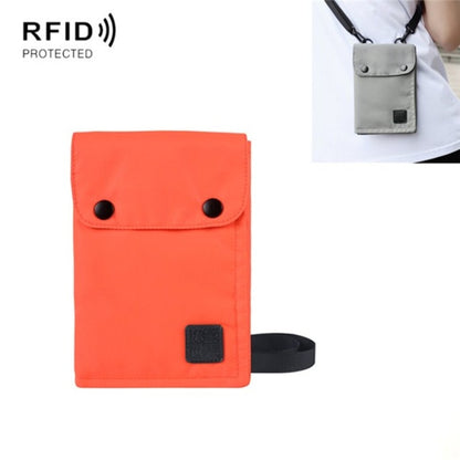 Antimagnetic RFID Hanging Neck Nylon Passport Bag Waterproof Storage Change Mobile Phone Bag, Black, Gray, Orange, Green