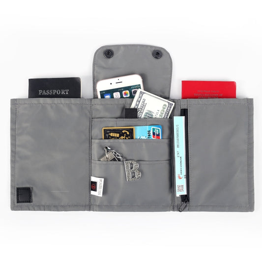 Antimagnetic RFID Hanging Neck Nylon Passport Bag Waterproof Storage Change Mobile Phone Bag, Black, Gray, Orange, Green