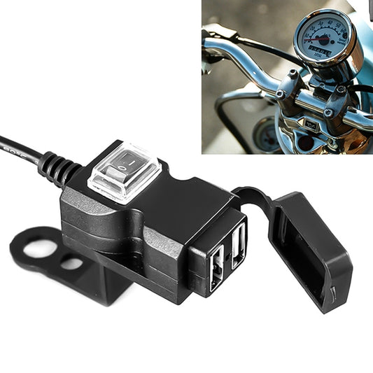 Dual USB Port 12V Waterproof Motorbike Motorcycle Handlebar Charger 5V 1A/2.1A Adapter Power Supply Socket for Phone Mobile, Handlebar Charger