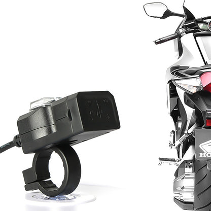 Dual USB Port 12V Waterproof Motorbike Motorcycle Handlebar Charger 5V 1A/2.1A Adapter Power Supply Socket for Phone Mobile, Handlebar Charger
