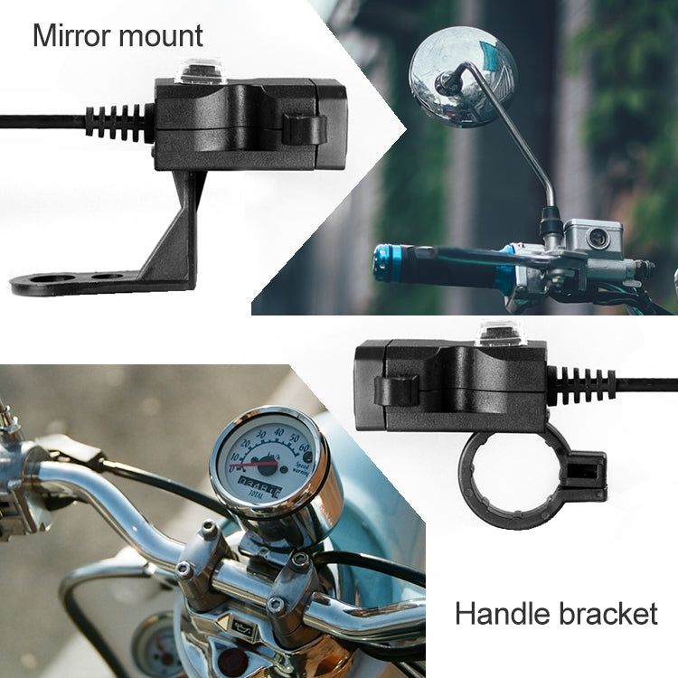 Dual USB Port 12V Waterproof Motorbike Motorcycle Handlebar Charger 5V 1A/2.1A Adapter Power Supply Socket for Phone Mobile, Handlebar Charger