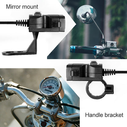 Dual USB Port 12V Waterproof Motorbike Motorcycle Handlebar Charger 5V 1A/2.1A Adapter Power Supply Socket for Phone Mobile, Handlebar Charger