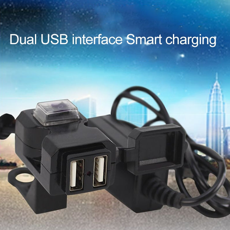 Dual USB Port 12V Waterproof Motorbike Motorcycle Handlebar Charger 5V 1A/2.1A Adapter Power Supply Socket for Phone Mobile, Handlebar Charger