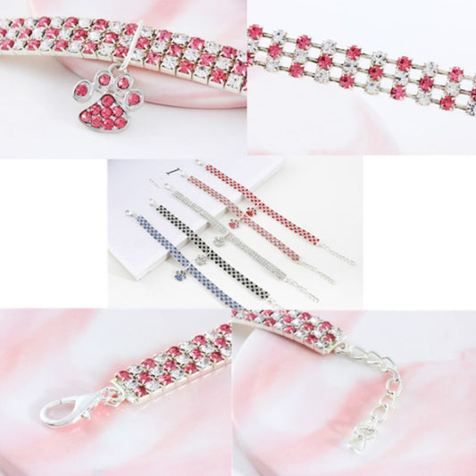 Pet Collar Diamond Elastic Cat And Dog Necklace Jewelry, S, M, L