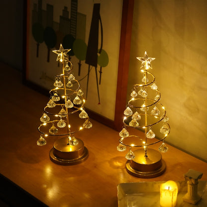 LED Wrought Iron Night Light Crystal Christmas Tree Light Room Decoration Small Table Lamp