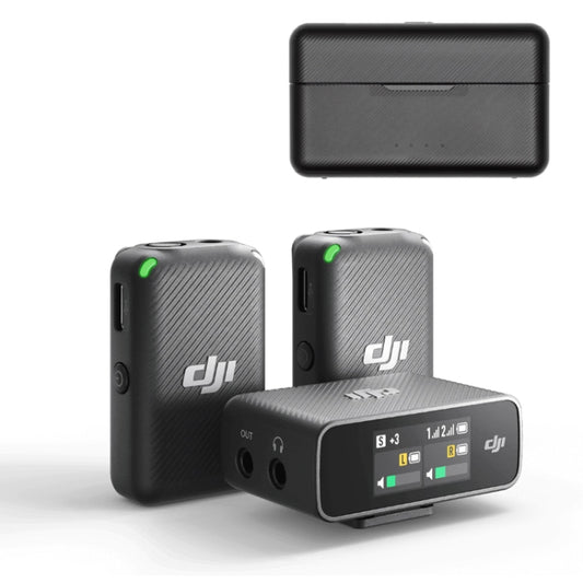 ميكروفون DJI الأصلي اللاسلكي مع شاشة OLED تعمل باللمس، 2 جهاز إرسال وجهاز استقبال واحد، 1 جهاز إرسال وجهاز استقبال واحد