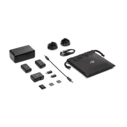 ميكروفون DJI الأصلي اللاسلكي مع شاشة OLED تعمل باللمس، 2 جهاز إرسال وجهاز استقبال واحد، 1 جهاز إرسال وجهاز استقبال واحد