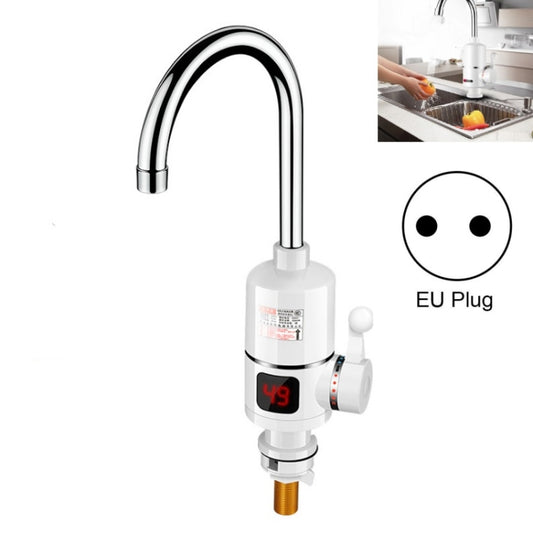 Kitchen Instant Electric Hot Water Faucet EU Plug, Digital Display Big Elbow