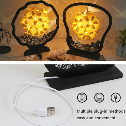 Paper Art Light And Shadow Paper Carving Lamp DIY Handmade Creative Small Table Lamp, Round-shaped, Fan-shaped, Arc-shaped