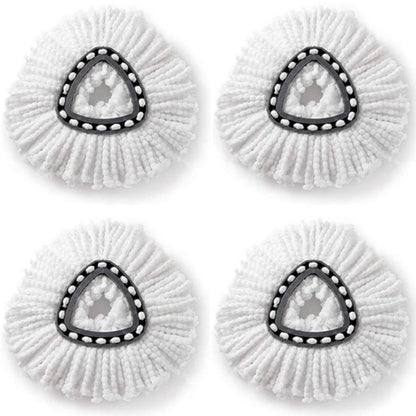 4 PCS Rotating Triangle Cotton Yarn Mop Head Mop Replacement Cloth For O-Cedar/Vileda, Mop