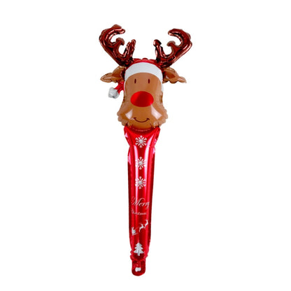 20 PCS 24 Inch Christmas Inflatable Stick Cane Candy Elk Head Handheld Balloon Aluminum Film Material Decoration Balloon, Crutch, Deer Head