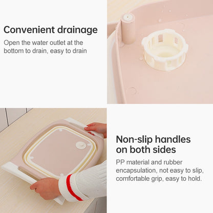 Multifunctional Cutting Board Kitchen Foldable Vegetable Washing Basin, Pink