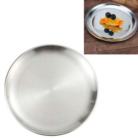 Stainless Steel Thickened Round Plate Cafe Tray Fruit Cake Plate Bone Plate Dish Shallow Plate, 14cm Brushed Matte Silver, 17cm Brushed Matte Silver, 20cm Brushed Matte Silver, 23cm Brushed Matte Silver, 26cm Brushed Matte Silver�����������������������...
