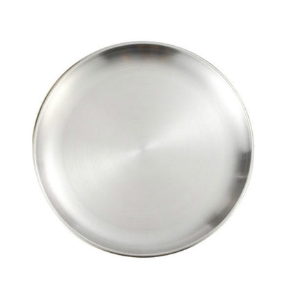 Stainless Steel Thickened Round Plate Cafe Tray Fruit Cake Plate Bone Plate Dish Shallow Plate, 14cm Brushed Matte Silver, 17cm Brushed Matte Silver, 20cm Brushed Matte Silver, 23cm Brushed Matte Silver, 26cm Brushed Matte Silver�����������������������...