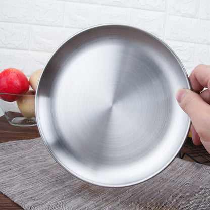 Stainless Steel Thickened Round Plate Cafe Tray Fruit Cake Plate Bone Plate Dish Shallow Plate, 14cm Brushed Matte Silver, 17cm Brushed Matte Silver, 20cm Brushed Matte Silver, 23cm Brushed Matte Silver, 26cm Brushed Matte Silver�����������������������...