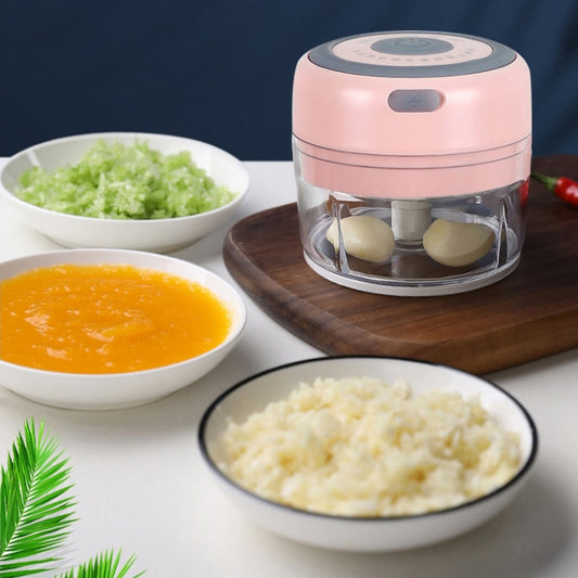 Electrical USB Rechargeable Garlic Mixing Masher Complementary Food Masher Stainless Steel Crushing Garlic Peeling Device Wireless Mini Garlic Cutter, Pink, Green, White