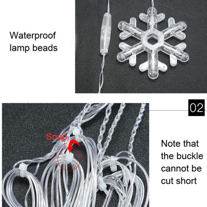 LED Inverted V Snowflake Five-Star Decorative Lights Christmas Waterproof String Lights, EU Plug, Warm White Light, Colorful Light