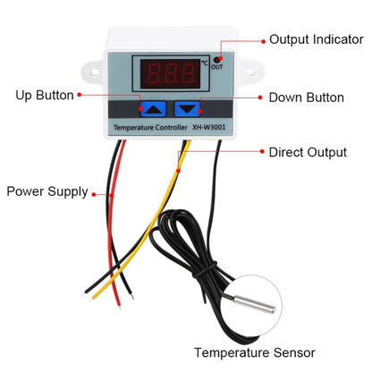 XH-W3001 Digital LED Temperature Controller Arduino Cooling Heating Switch Thermostat NTC Sensor, 24V, 220V