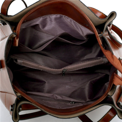 4 in 1 Ladies Retro Handbag Fashion Large Capacity Sub-Diagonal Bucket Bag, Red Eine, Light Grey, Black, Brown