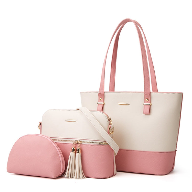 3 in 1 Fashion Simple Lady Diagonal Large Capacity Handbag Letter Bag, Gold + Black, White + Brown, Brown + Black, White + Pink, White + Black, Purple+ Black
