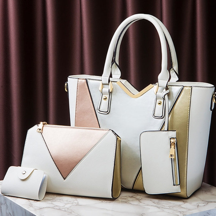 4 in 1 Fashion All-Match Diagonal Ladies Handbags Large Capacity Bag, White, Yellow, Navy Blue, Black, Brown