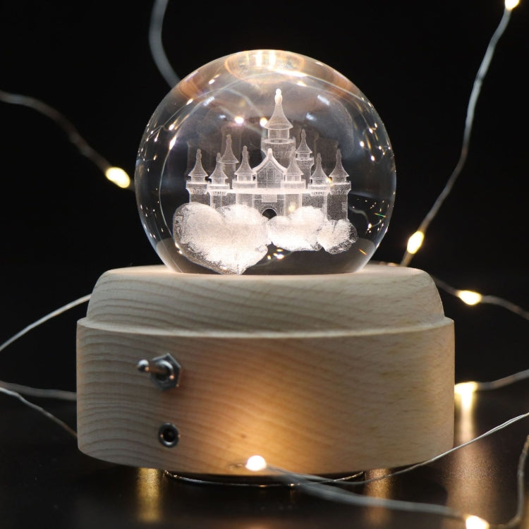 Girl Bedside Lamp Crystal Ball Wooden Base Music Box Charging Glow Rotating Night Light, Random Music, Ballet, Castle, Unicorn, Flying Pig, Dogs, Drawing Girl, Whale, Deer, Deer Head, Cat, Mermaid, Dandelion, Balloon Bear, Christmas Tree, Double Pig���...