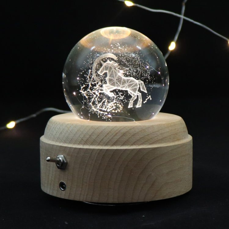 Girl Bedside Lamp Crystal Ball Wooden Base Music Box Charging Glow Rotating Night Light, Random Music, Ballet, Castle, Unicorn, Flying Pig, Dogs, Drawing Girl, Whale, Deer, Deer Head, Cat, Mermaid, Dandelion, Balloon Bear, Christmas Tree, Double Pig���...