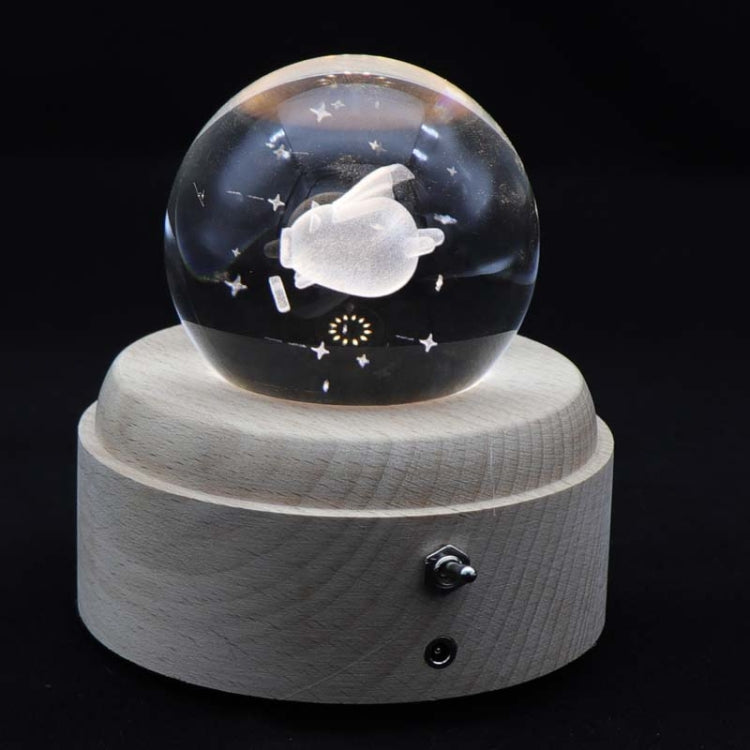 Girl Bedside Lamp Crystal Ball Wooden Base Music Box Charging Glow Rotating Night Light, Random Music, Ballet, Castle, Unicorn, Flying Pig, Dogs, Drawing Girl, Whale, Deer, Deer Head, Cat, Mermaid, Dandelion, Balloon Bear, Christmas Tree, Double Pig���...
