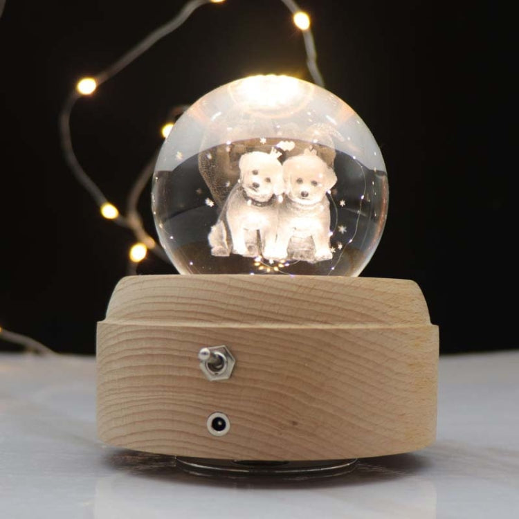 Girl Bedside Lamp Crystal Ball Wooden Base Music Box Charging Glow Rotating Night Light, Random Music, Ballet, Castle, Unicorn, Flying Pig, Dogs, Drawing Girl, Whale, Deer, Deer Head, Cat, Mermaid, Dandelion, Balloon Bear, Christmas Tree, Double Pig���...