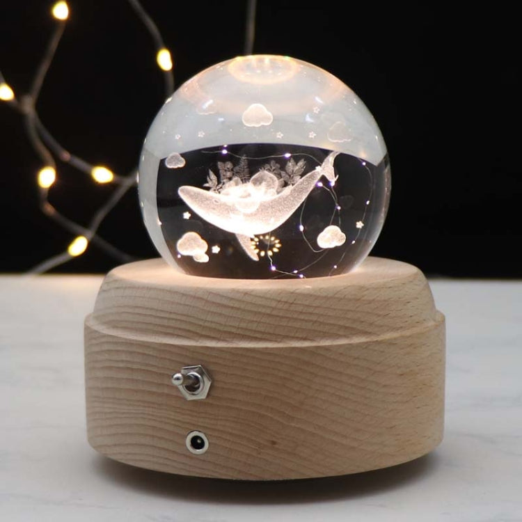 Girl Bedside Lamp Crystal Ball Wooden Base Music Box Charging Glow Rotating Night Light, Random Music, Ballet, Castle, Unicorn, Flying Pig, Dogs, Drawing Girl, Whale, Deer, Deer Head, Cat, Mermaid, Dandelion, Balloon Bear, Christmas Tree, Double Pig���...