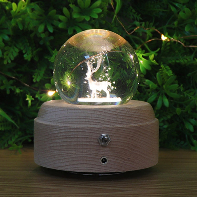 Girl Bedside Lamp Crystal Ball Wooden Base Music Box Charging Glow Rotating Night Light, Random Music, Ballet, Castle, Unicorn, Flying Pig, Dogs, Drawing Girl, Whale, Deer, Deer Head, Cat, Mermaid, Dandelion, Balloon Bear, Christmas Tree, Double Pig���...